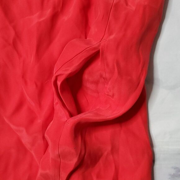 FRAME Denim Blood Orange Silk Lace-Up Dress - Picture 7 of 7